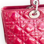 Charger l&#39;image dans la galerie, Christian Dior Lady Dior Large, Cherry Red Patent Leather, Silver Hardware
