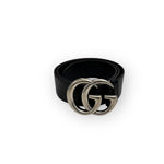 Charger l&#39;image dans la galerie, Gucci Marmont Belt, 40mm Wide, Size 32/80cm, Black Leather, Antique Palladium-Plated Hardware
