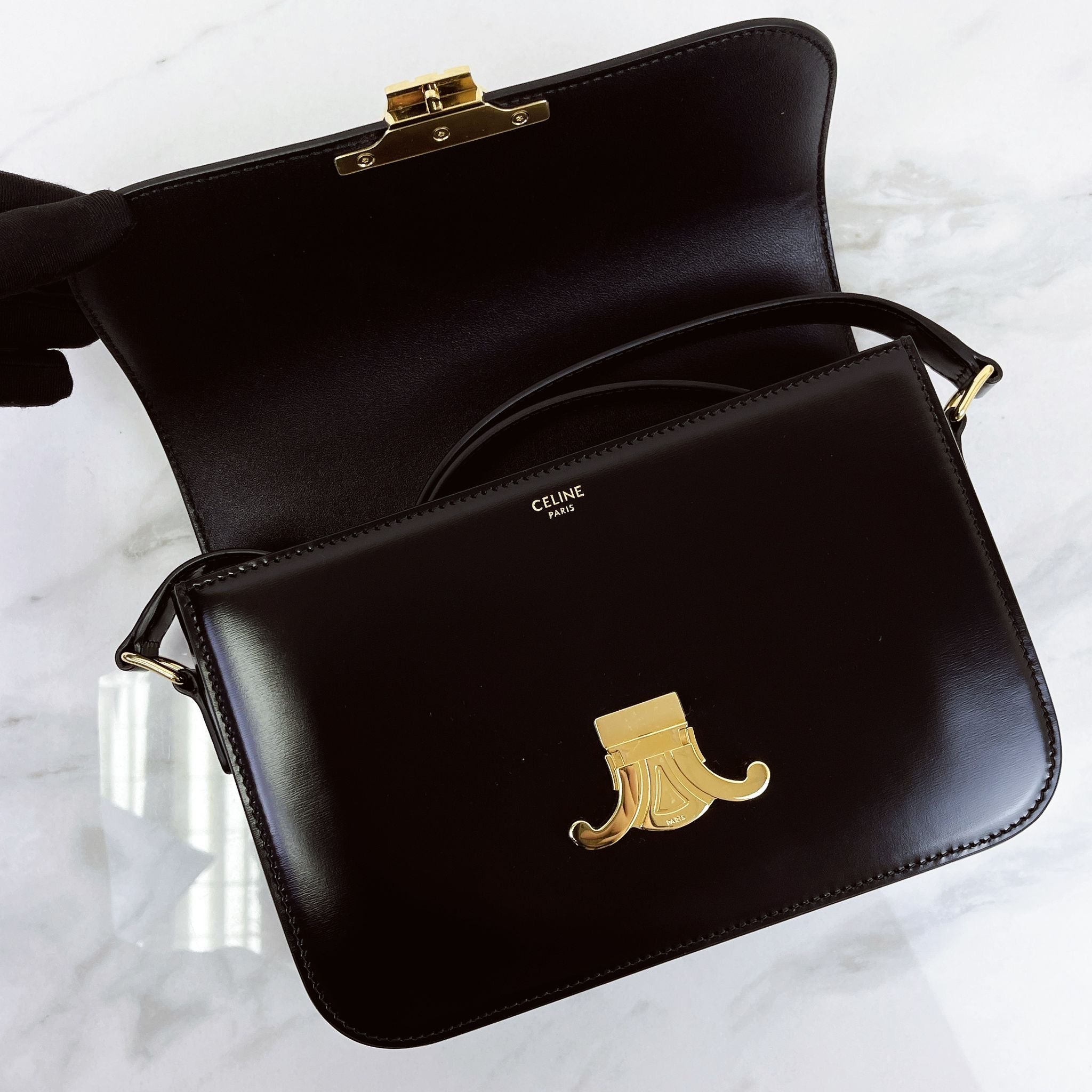 Celine Triomphe Classique Black Gold-tone Hardware