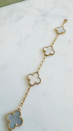 Load image into Gallery viewer, Van Cleef and Arpels Vintage Alhambra Bracelet, 5 Motifs, 18K Yellow Gold, Mother of Pearl
