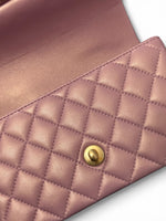 将图片加载到图库查看器，Chanel Mini Top Handle Iridescent Pink Lambskin Gold-tone Hardware
