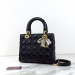 Load image into Gallery viewer, Lady dior lambskin cannage medium black ghw
