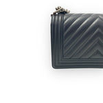 Load image into Gallery viewer, Chanel Leboy Old Medium Black Caviar / Grained Calfskin Leather, Chevron, Ruthenium Hardware
