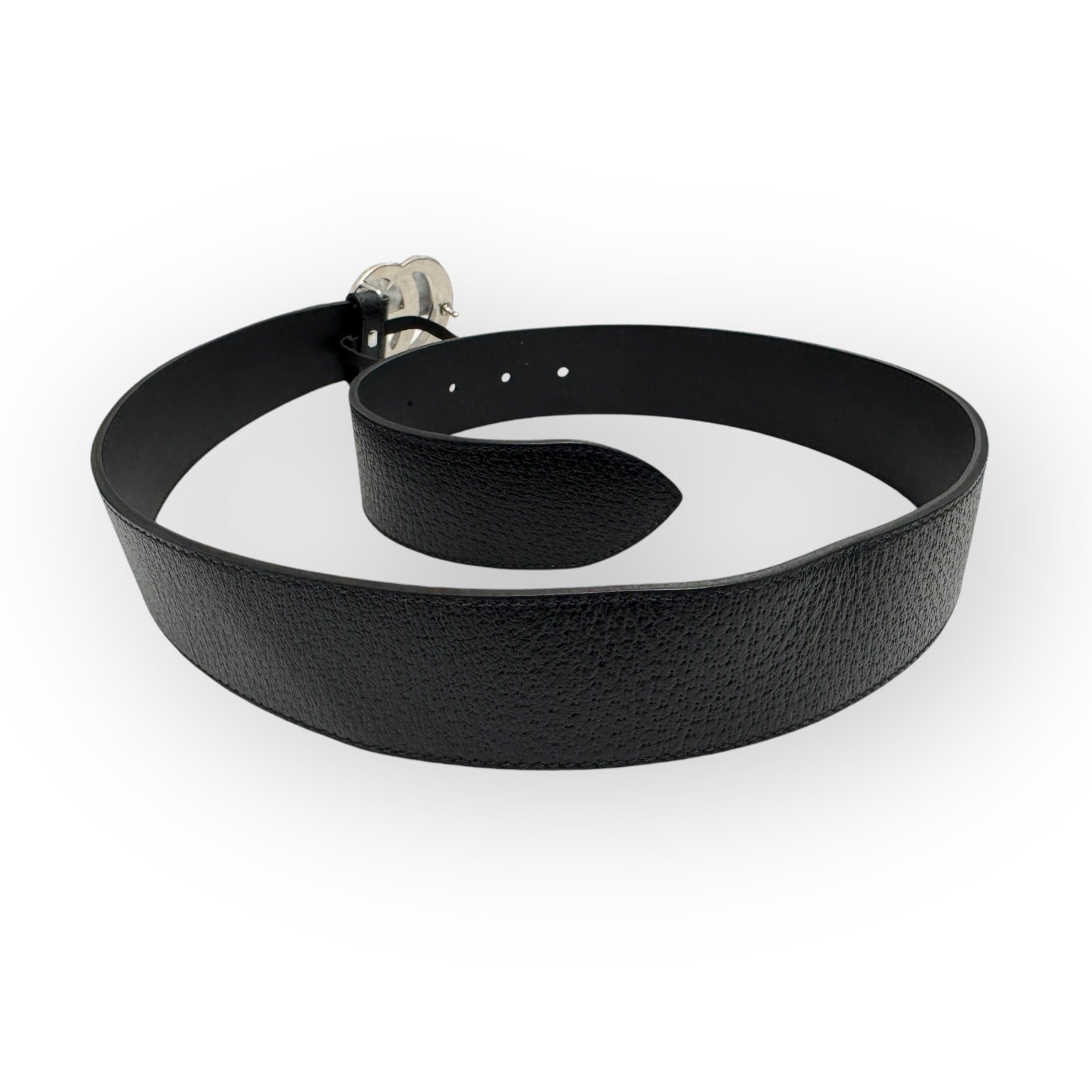 Gucci Marmont Belt, 40mm Wide, Size 32/80cm, Black Leather, Antique Palladium-Plated Hardware