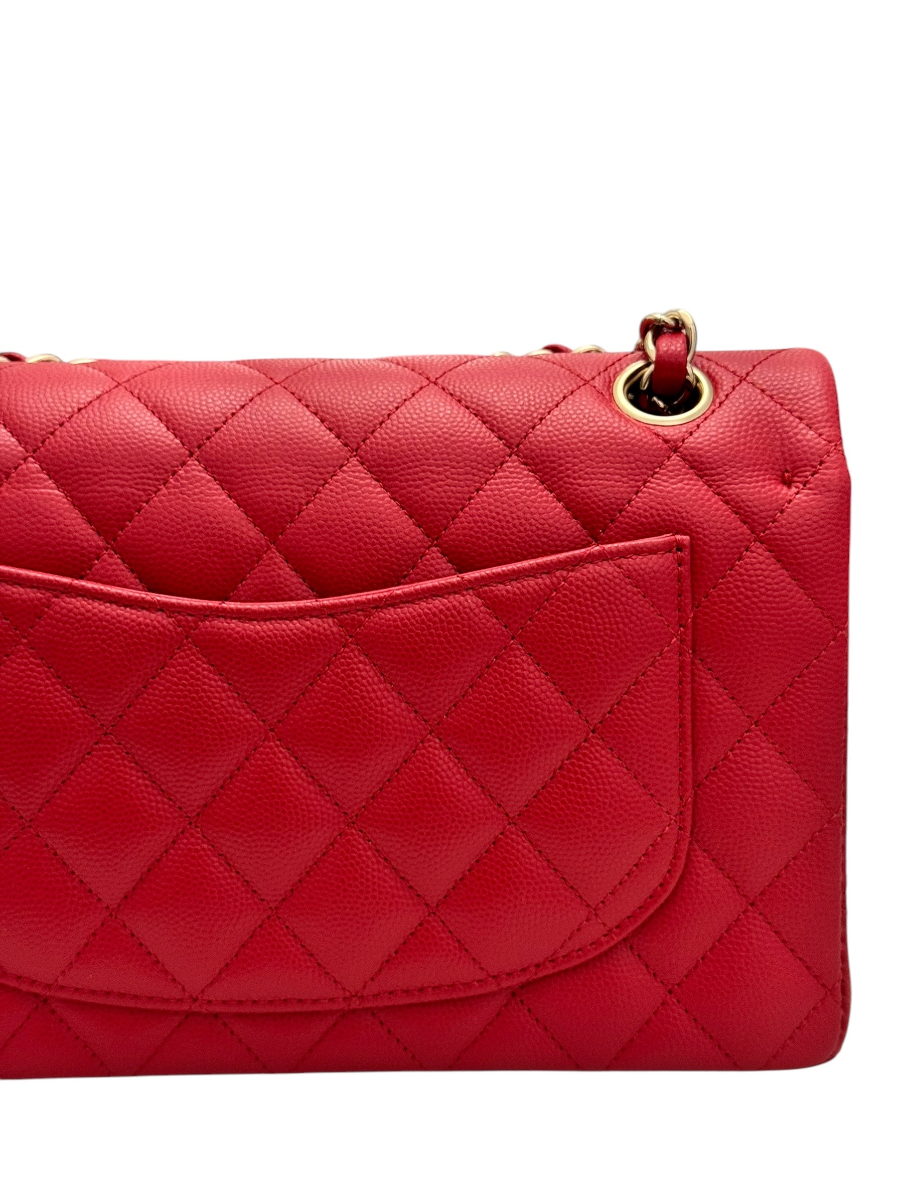 Chanel Timeless Classic Small 22P Red Caviar, Gold-tone Hardware