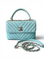 将图片加载到图库查看器，Chanel Trendy CC Small Chevron Sky Blue Lambskin Gold-tone Hardware
