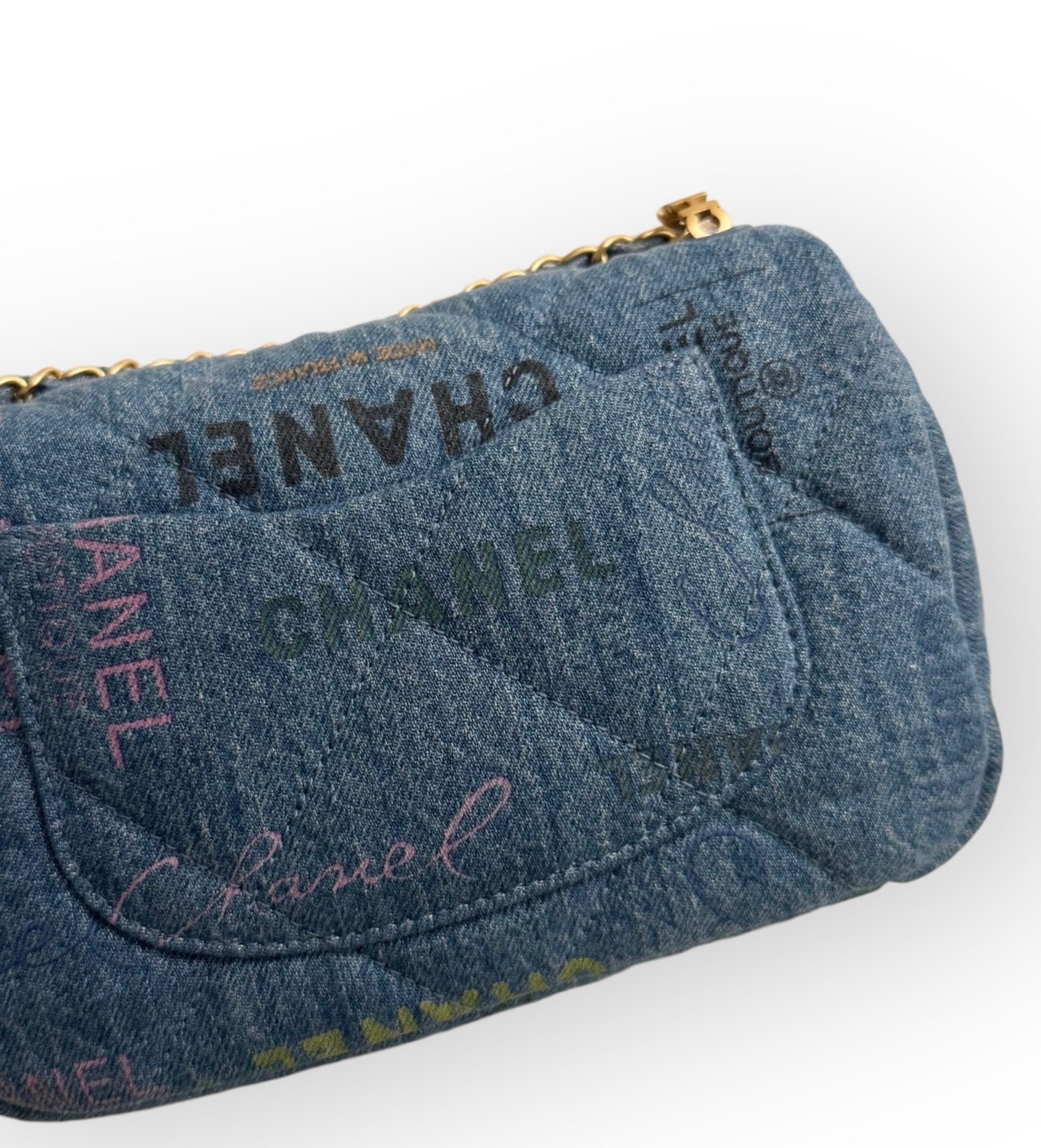 Chanel Classic Mini Rectangle 22P Blue Denim Mood, Gold-tone Hardware