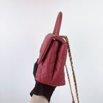 Load image into Gallery viewer, Chanel Coco Handle Small Red Caviar Gold-tone Hardware
