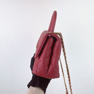 Chanel Coco Handle Small Red Caviar Gold-tone Hardware