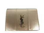 将图片加载到图库查看器，Saint Laurent YSL Wallet On Chain Gold Snakeskin Gold Hardware
