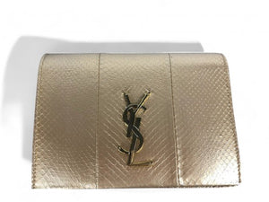 Saint Laurent YSL Wallet On Chain Gold Snakeskin Gold Hardware