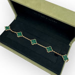 Load image into Gallery viewer, Van Cleef and Arpels Vintage Alhambra 5 Motifs Bracelet, Malachite, 18kt Yellow Gold- VCA
