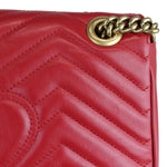 将图片加载到图库查看器，GUCCI GG Marmont Small Calfskin Matelasse Red GHW
