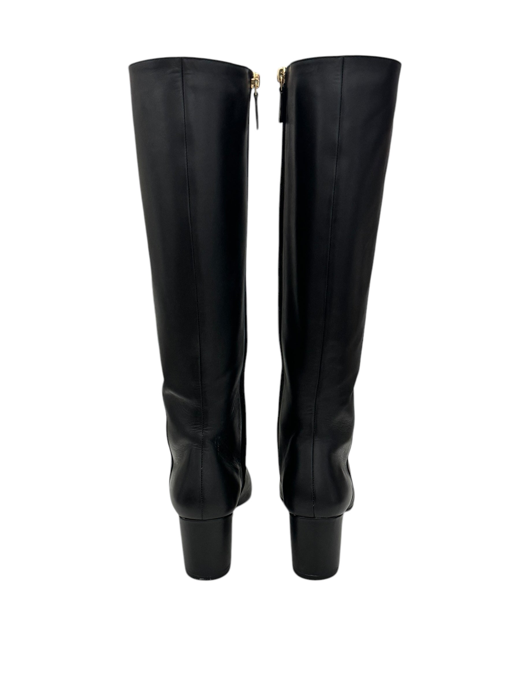 Stuart Weitzman Yuliana 60 Knee-High Zip Boots, Black Nappa Leather, Size US 7B/EU 37.5