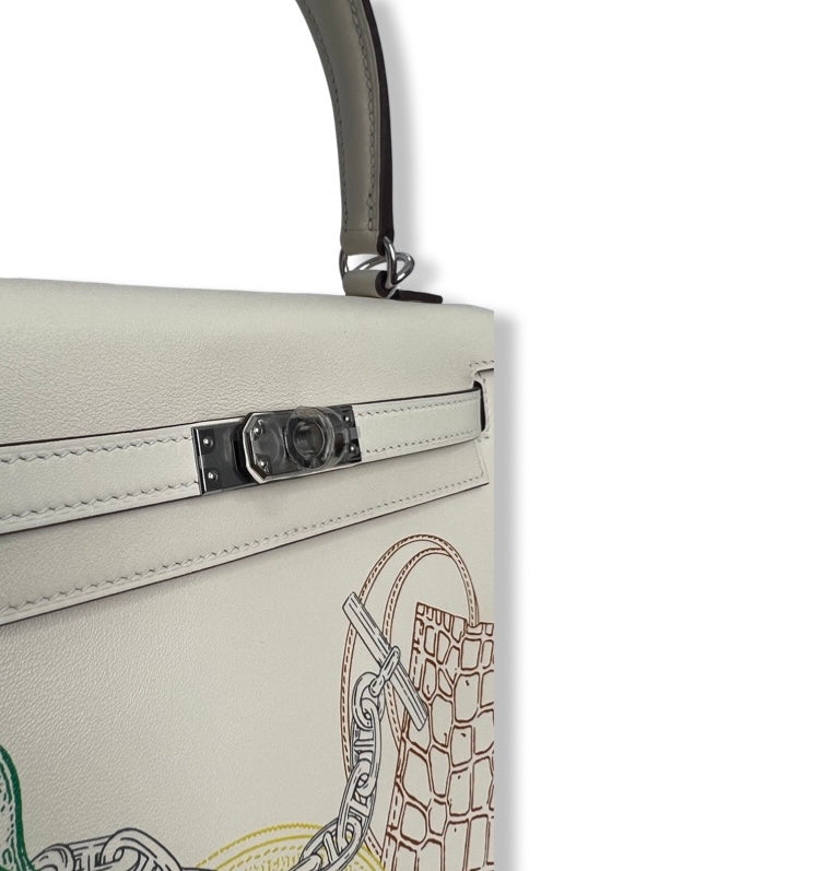 Hermes Kelly 25 Special Edition In and Out Retourne in Nata Swift Leather and Palladium Hardware