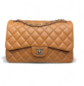 Chanel Timeless Classic Jumbo Double Flap Caramel Caviar Gold-tone Hardware