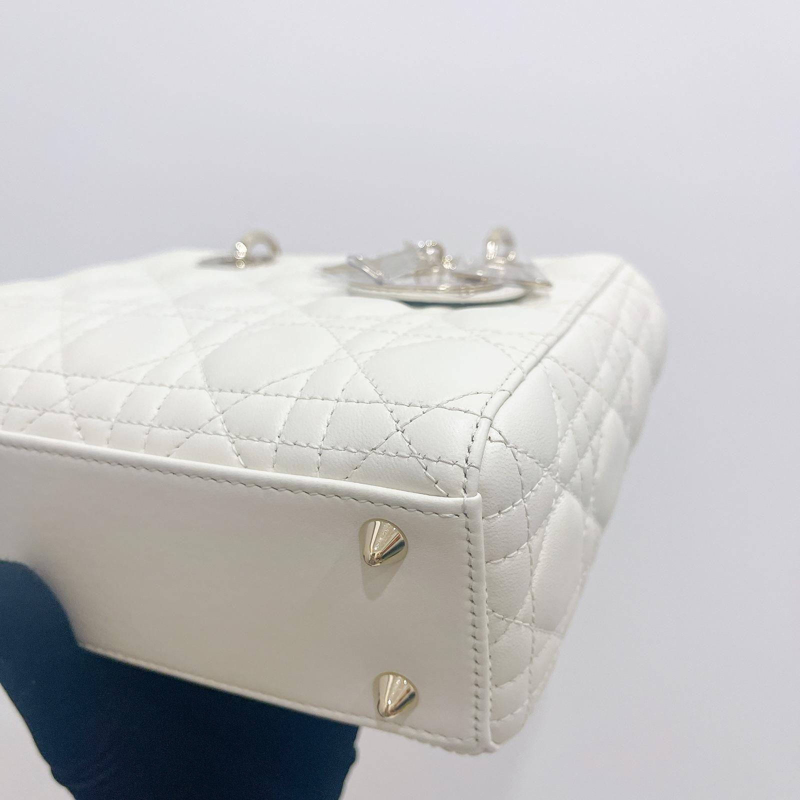 Christian Dior My Lady ABCDior Small White Lambskin Gold-tone Hardware