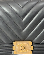 将图片加载到图库查看器，Chanel Leboy Old Medium Black Calfskin Gold-tone Hardware
