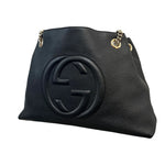 Charger l&#39;image dans la galerie, GUCCI Soho Chain Shoulder Medium Pebbled Calfskin Black GHW
