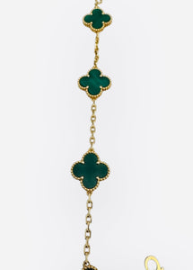 Van Cleef and Arpels Vintage Alhambra 5 Motifs Bracelet, Malachite, 18kt Yellow Gold- VCA