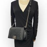 Load image into Gallery viewer, Chanel Leboy Old Medium Black Caviar / Grained Calfskin Leather, Chevron, Ruthenium Hardware
