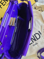 Load image into Gallery viewer, Fendi Peekaboo Mini Nappa Shahtoosh in Purple Rain Silver-tone Hardware
