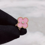 Charger l'image dans la galerie, Van Cleef and Arpels VCA Holiday Pendant, Vintage Alhambra Diamond, Pink Sevres, 18kt Gold
