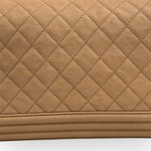 Chanel Leboy Old Medium Dark Beige Diamond Quilted Caviar Leather/Grained Calfskin, Shiny Silver-tone Hardware