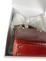 Load image into Gallery viewer, Christian Dior Lady Dior Mini Exotic Crocodile Leather Crystal and Gold Hardware
