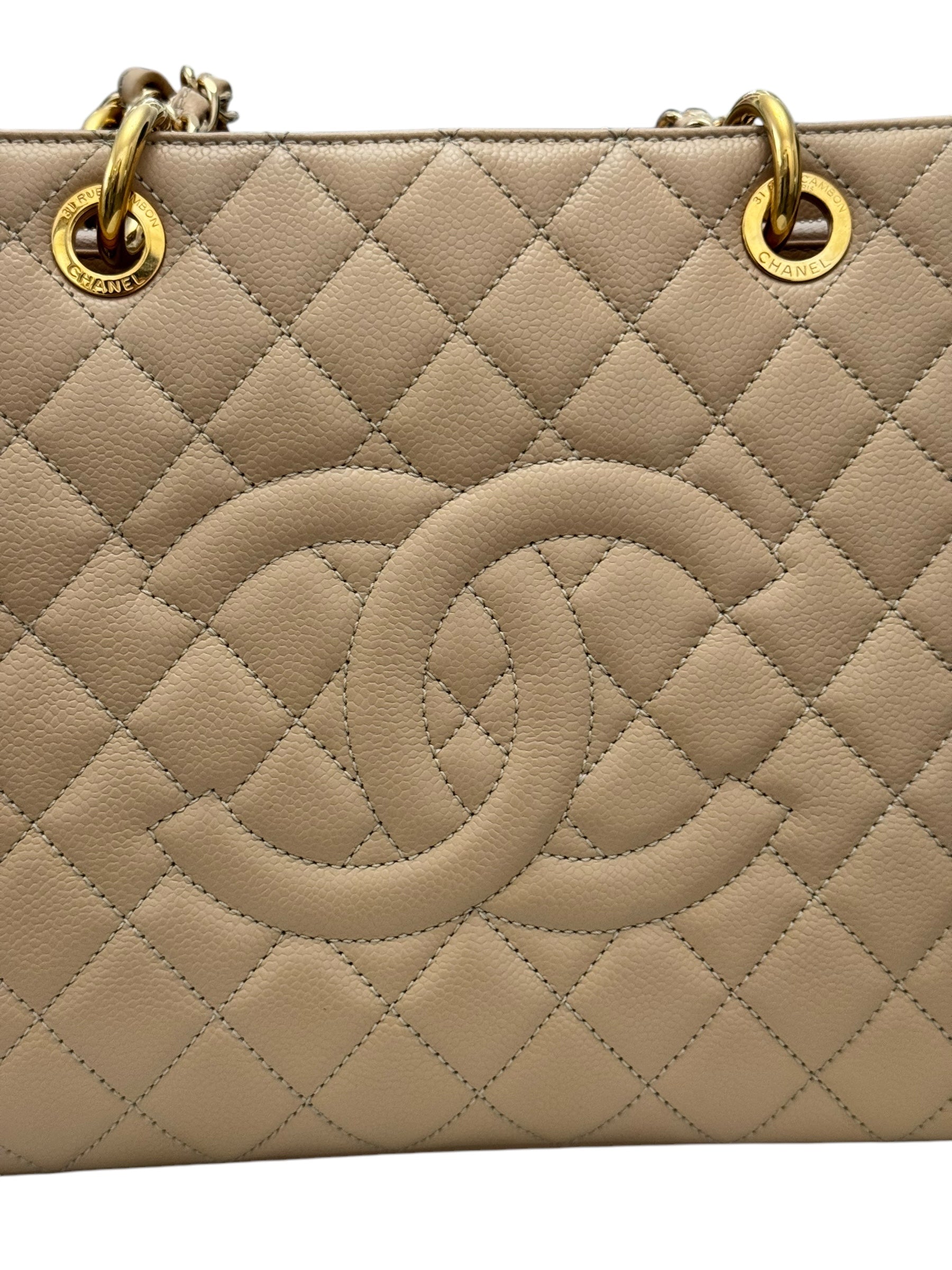 Chanel Grand Shopper Tote GST Dark Beige Caviar Gold-tone Hardware