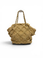 将图片加载到图库查看器，Chanel Natural Raffia and Tweed Tote, Gold-tone Hardware

