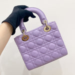 将图片加载到图库查看器，Christian Dior My Lady ABCDior Small Lilac Lambskin, Gold-tone Hardware - Small
