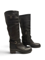 Load image into Gallery viewer, PRADA Knee-High Riding Boots, Black, Womens 7
