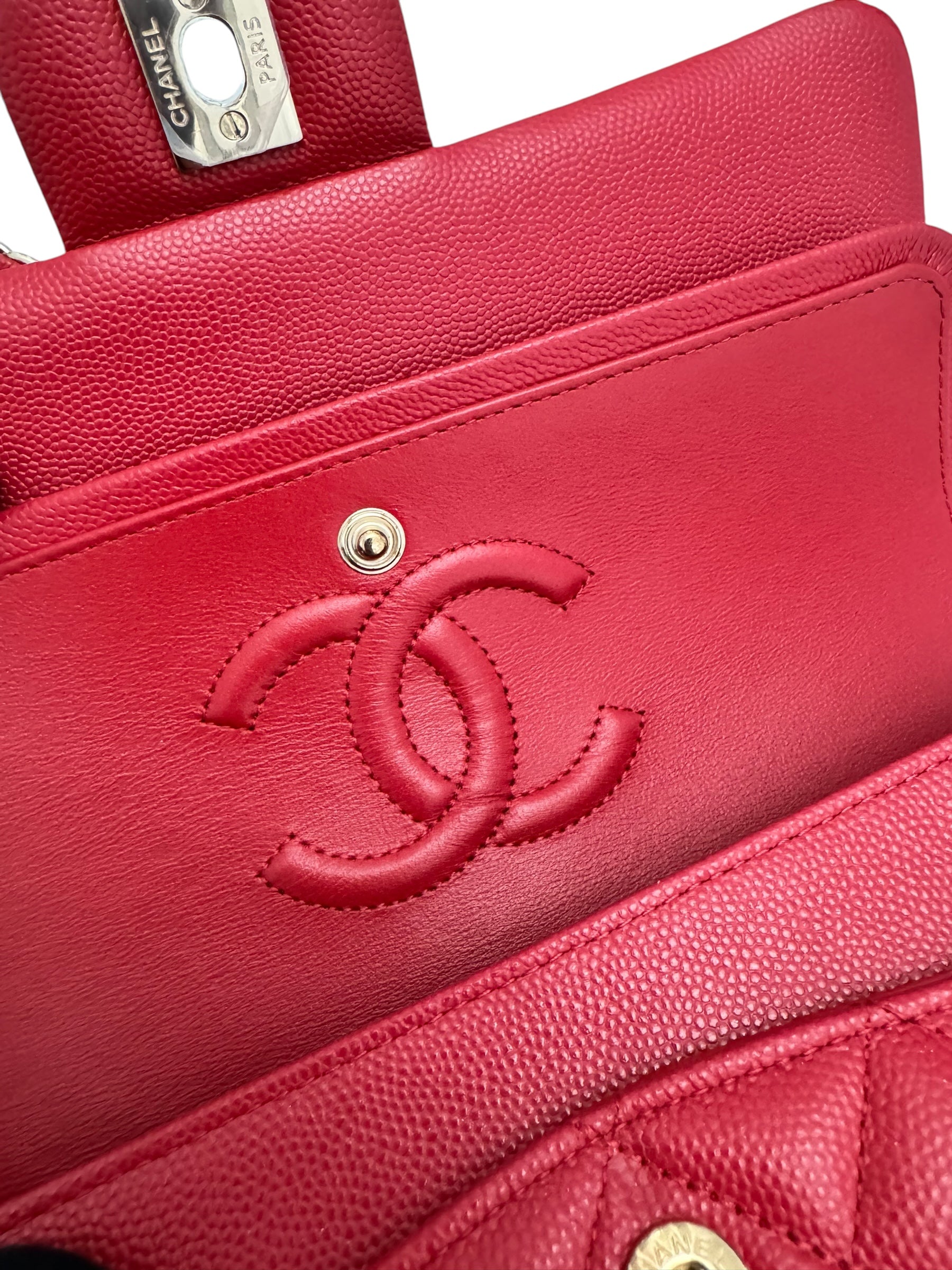 Chanel Timeless Classic Small 22P Red Caviar, Gold-tone Hardware