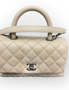 Chanel Coco Handle Small Light Beige Caviar Ruthenium Hardware