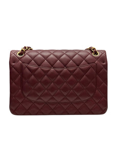 Chanel Timeless Classic Jumbo Burgundy Lambskin Gold-tone Hardware