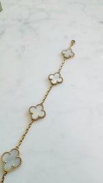 Load image into Gallery viewer, Van Cleef and Arpels Vintage Alhambra Bracelet, 5 Motifs, 18K Yellow Gold, Mother of Pearl
