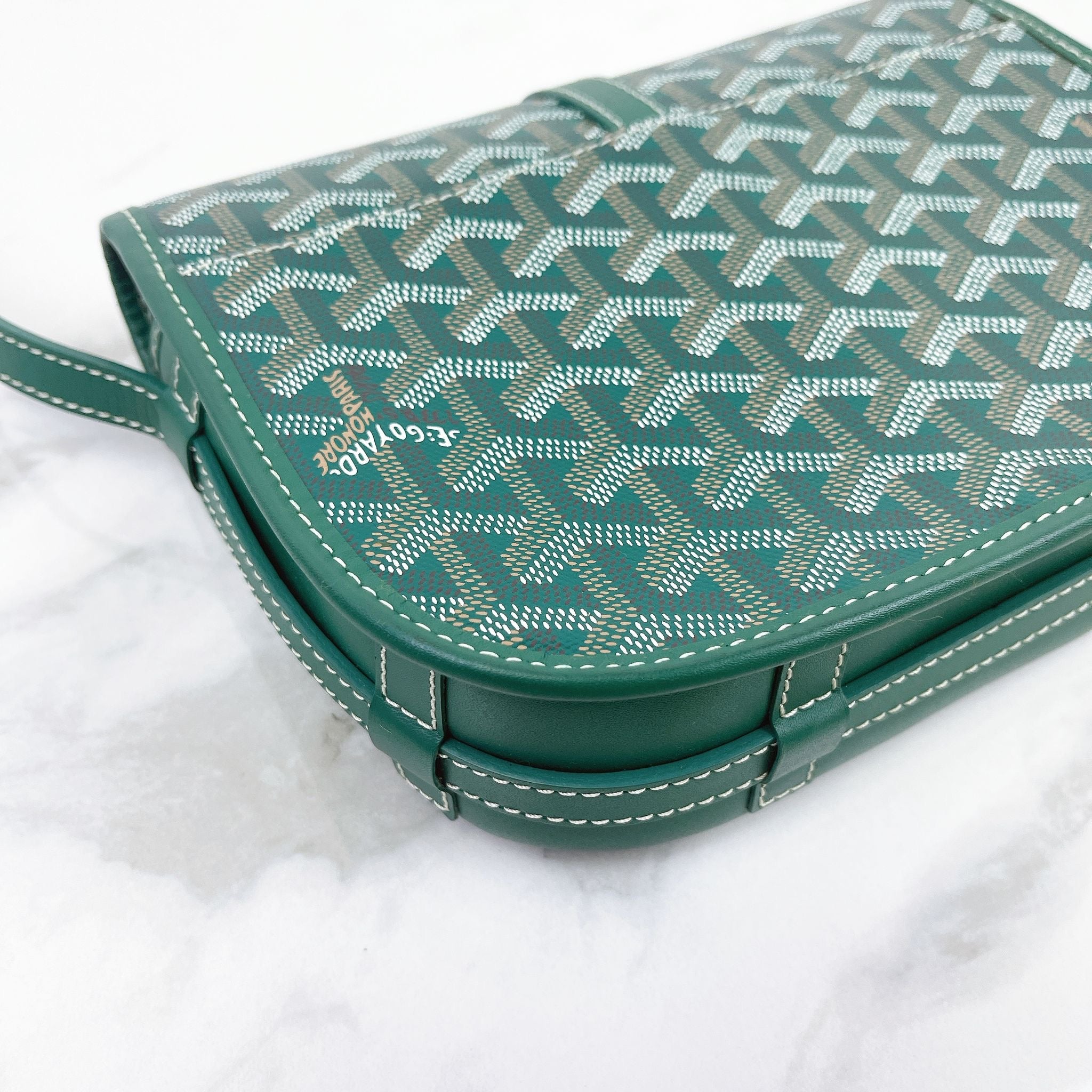 Goyard Belvedere PM Green Goyardine Canvass Palladium Hardware