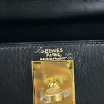 将图片加载到图库查看器，Hermes Kelly 28 Sellier Vintage Black Box Leather 24kt Gold-Plated Hardware
