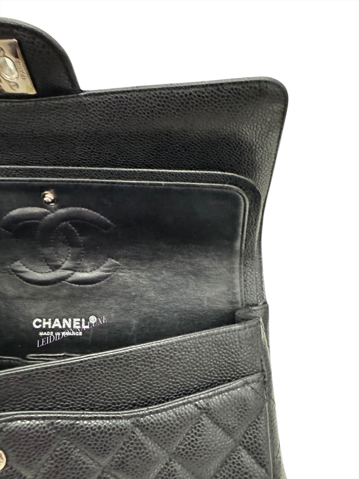 Chanel Timeless Classic Medium M/L Black Caviar Silver-tone Hardware