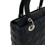 Charger l&#39;image dans la galerie, Christian Dior Lady Dior Medium Black Grained Leather/Caviar Silver-tone Hardware
