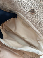 将图片加载到图库查看器，Chanel Natural Raffia and Tweed Tote, Gold-tone Hardware
