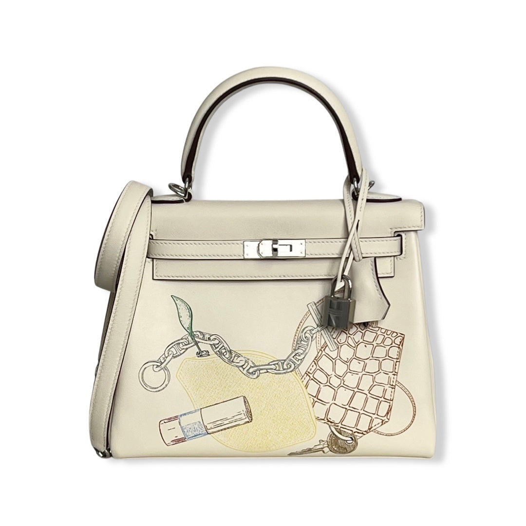 Hermes Kelly 25 Special Edition In and Out Retourne in Nata Swift Leather and Palladium Hardware