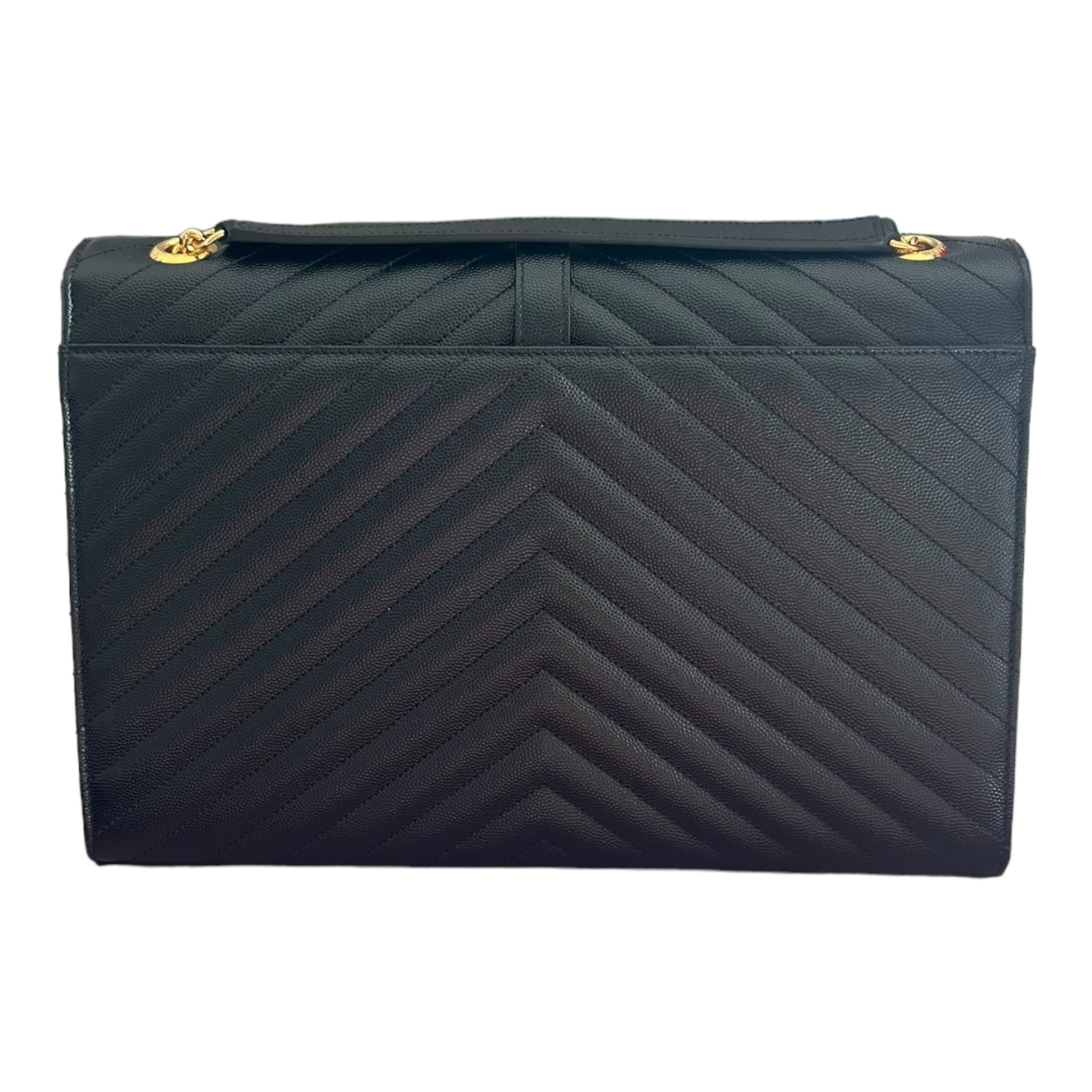 Saint Laurent Envelope Bag Grain de Poudre Chevron Quilted Large YSL