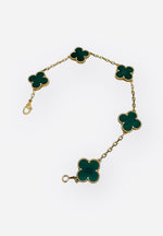 Load image into Gallery viewer, Van Cleef and Arpels Vintage Alhambra 5 Motifs Bracelet, Malachite, 18kt Yellow Gold- VCA
