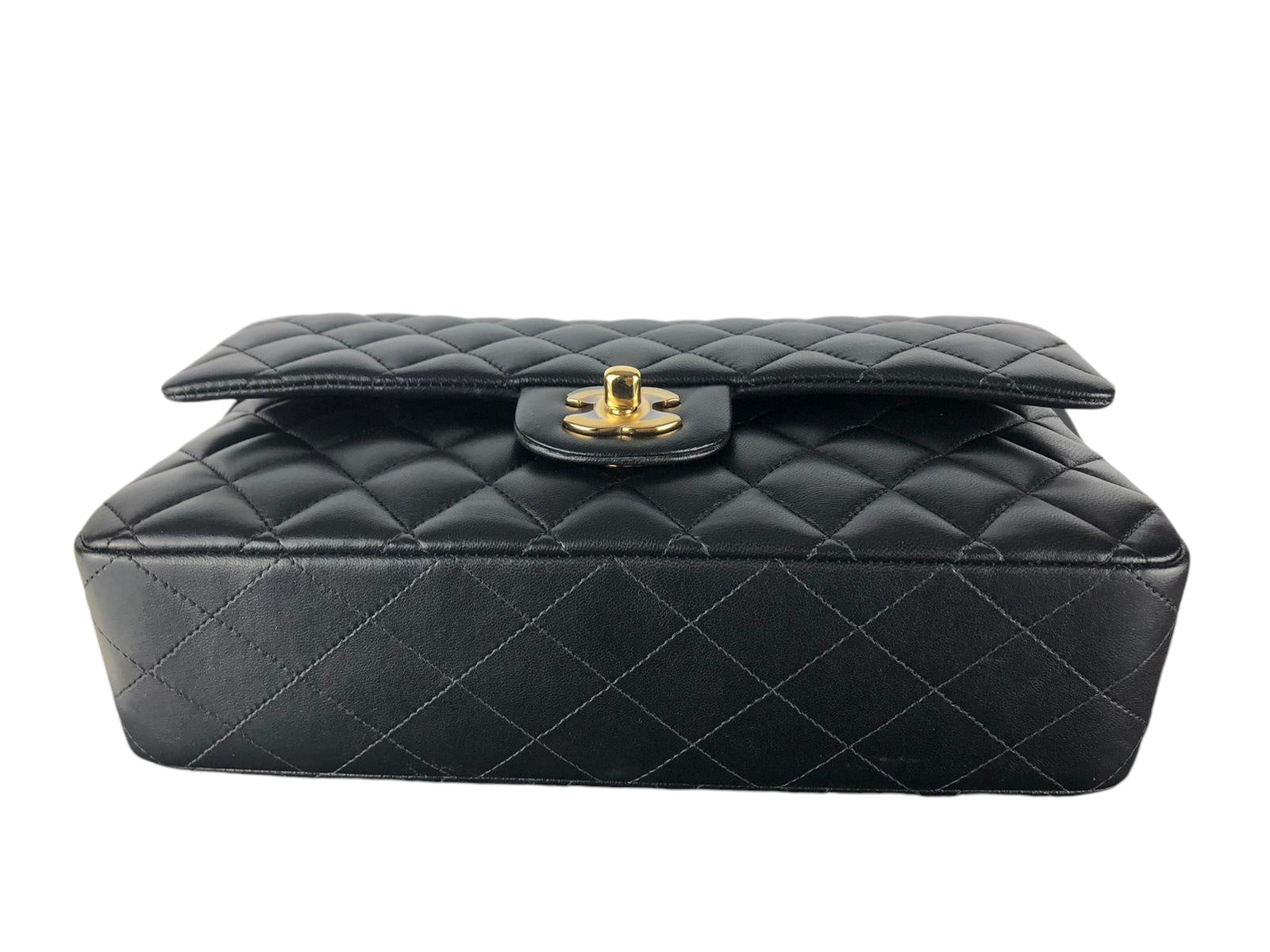 Chanel Timeless Classic Medium Double Flap Black Lambskin Gold Hardware