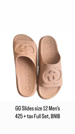 将图片加载到图库查看器，Gucci Mens Interlocking G Platform Slides Sandals 12 Vintage Camel
