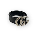 Charger l&#39;image dans la galerie, Gucci Marmont Belt, 40mm Wide, Size 32/80cm, Black Leather, Antique Palladium-Plated Hardware
