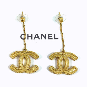 Chanel Gold Metal Drop Earrings