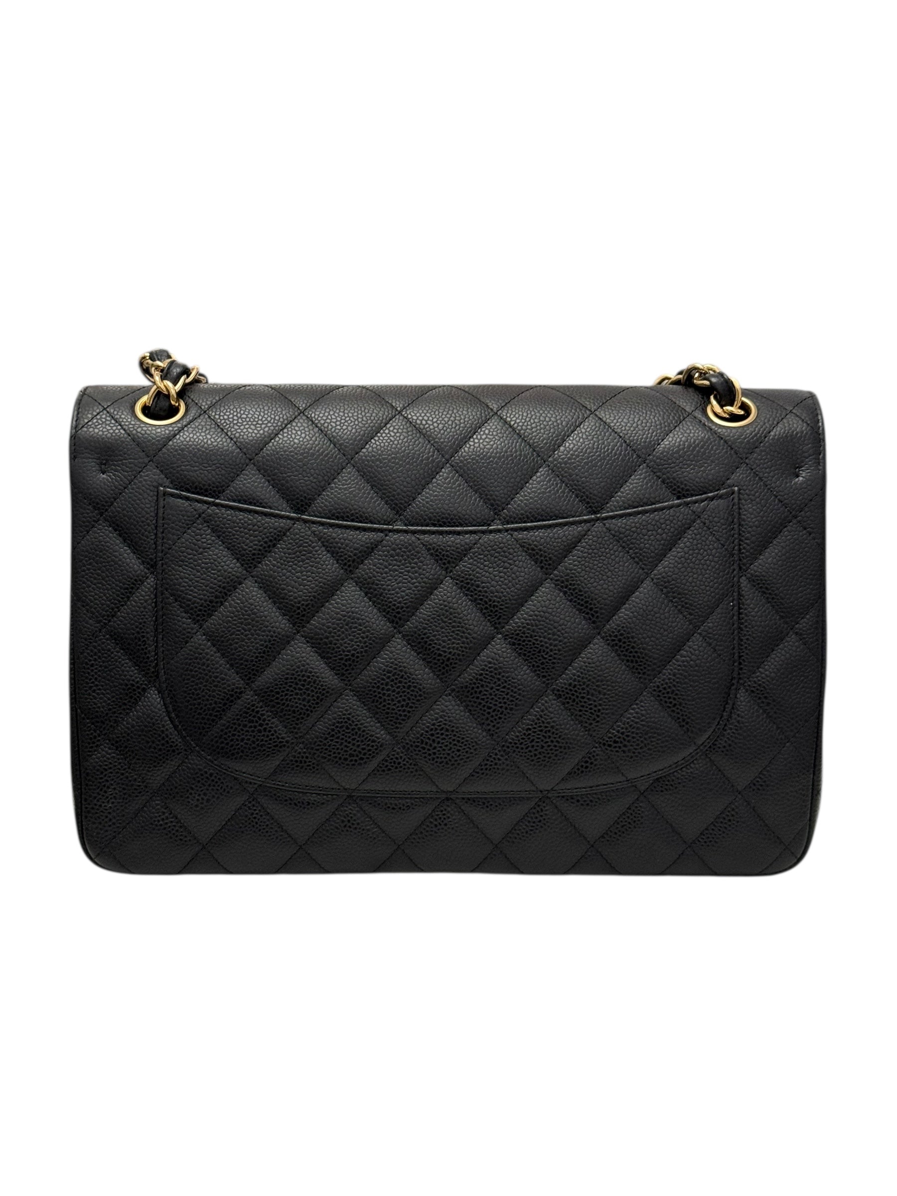 Chanel Timeless Classic Jumbo Black Caviar Gold-tone Hardware